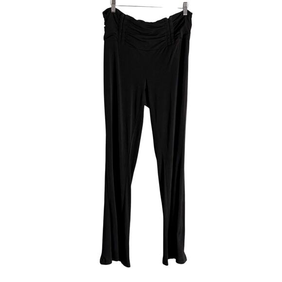 I.AM.GIA Black Ruched Waist High Rise Flare Straight Leg Legging Pants Size XL - Picture 1 of 9